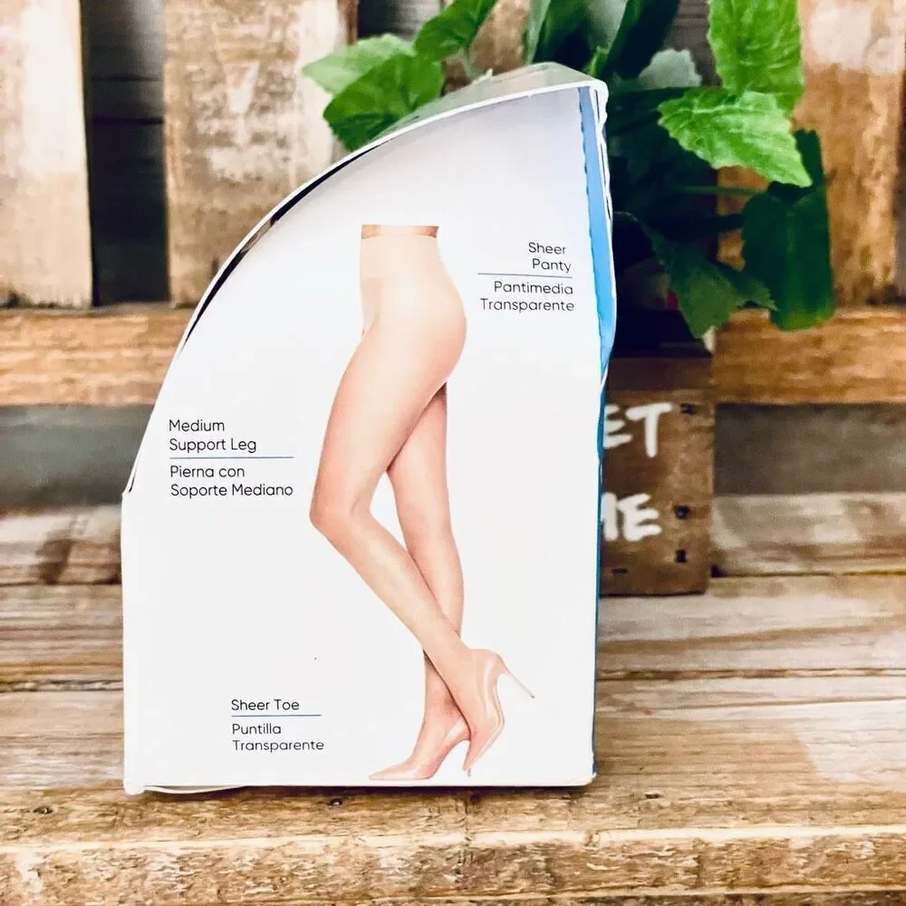 NWT L'eggs NUDE Q Sheer Energy Panty Compression Tights Medium Support Pantyhose